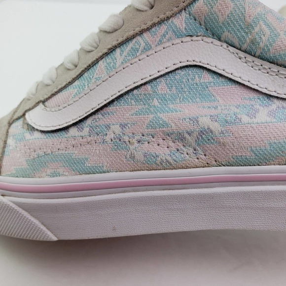 Vans Old Skool Womens Size 6.5 Gray Pink Suede Aztec Print Low Sneaker Shoes - Picture 9 of 11
